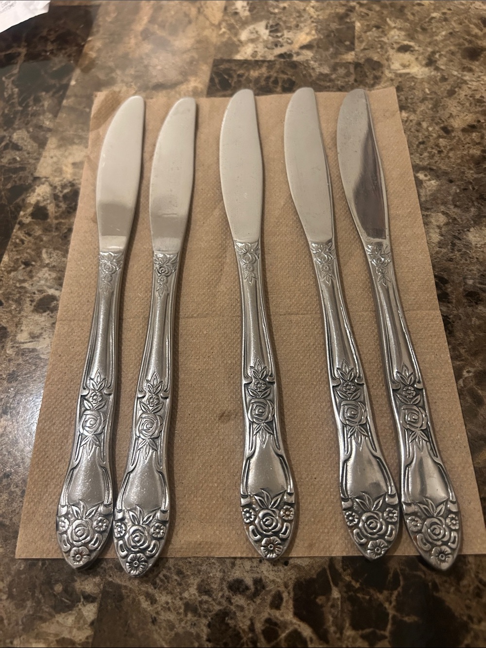 Decorative Stainless Steel Butter Knife Set - Silver, 5-Piece